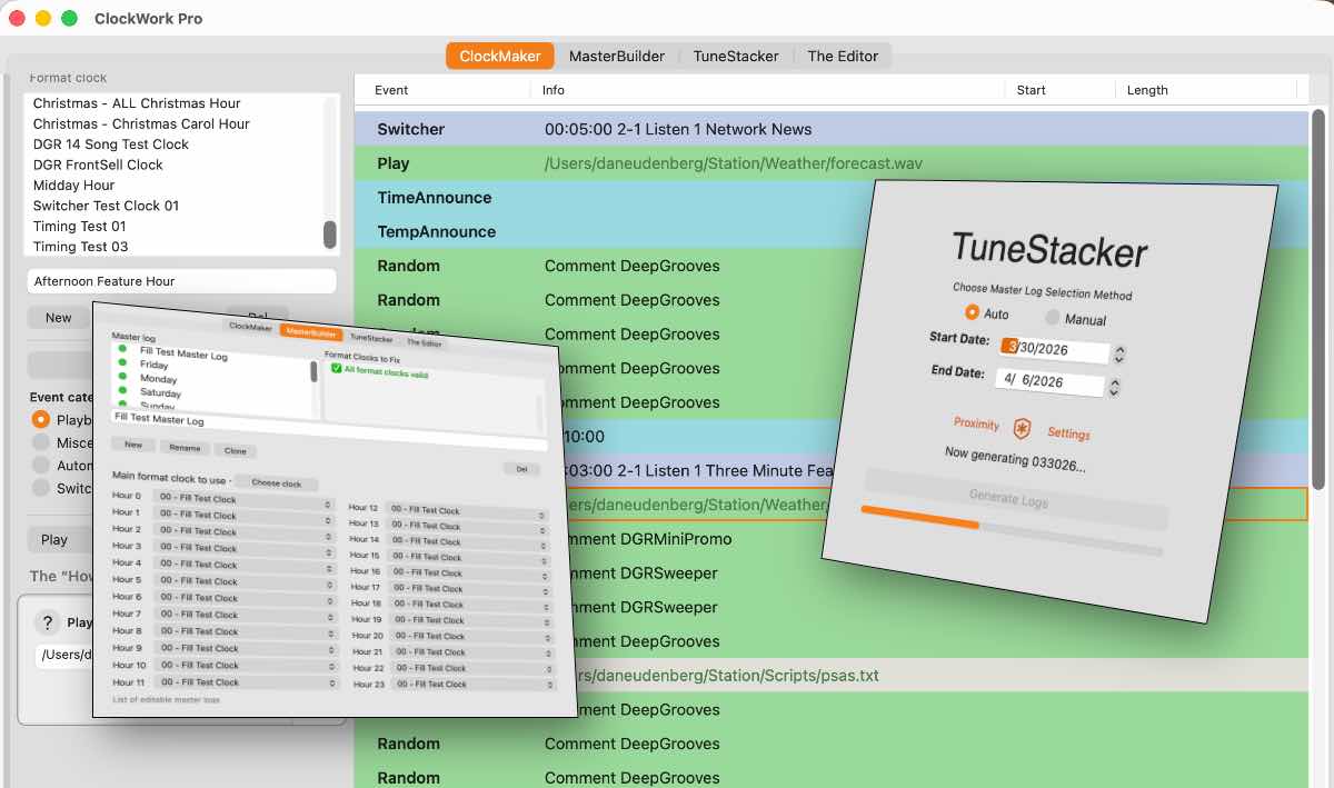 ClockWork music scheduling software for Mac radio stations