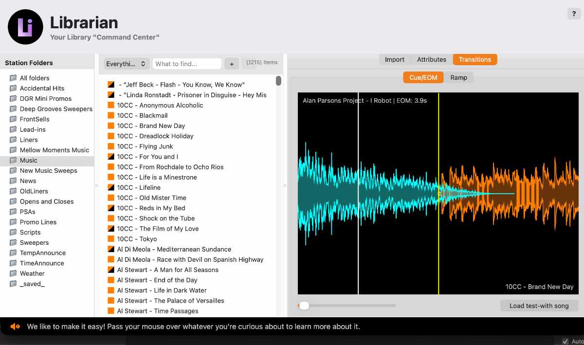 Librarian radio music library management software for macOS