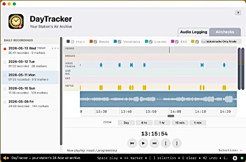 DayTracker air archive overview